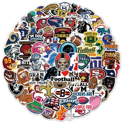 Immagine prodotto di Set di adesivi a tema calcio e rugby, 100 pezzi, impermeabili, in vinile, per decorare auto, laptop, skateboard, biciclette e motociclette
