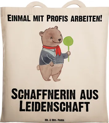 Produktbild von Mr. & Mrs. Panda Schultasche Schaffnerin Leidenschaft - Transparent - Geschenk, Tote Bag, Tasche, einkaufsshopper, Laptoptasche, Tragetasche, Shopping