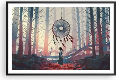 Produktbild von Gerahmtes Poster - Schwarzer Rahmen - Märchen Fänger Träume - 91,5x61 cm - Wand Bild - Wanddeko - Wandbilder - Kunstposter - Wandposter - Bilderrahmen - Bilder - Kunstdruck - P2BAA91x61-4789