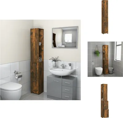 Obrázok produktu pre vidaXL Kúpeľňová skrinka dymový dub 25x26,5x170 cm materiál na báze dreva - Súpravy kúpeľňového nábytku