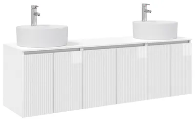 Immagine prodotto di vidaXL Set di mobili da bagno, 3 pezzi, bianco lucido, 49,5 x 44,5 x 65 cm