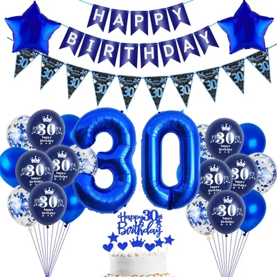 Immagine prodotto di Set di decorazioni con palloncini blu per il 30° compleanno