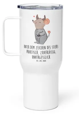 Produktbild von Mr. & Mrs. Panda thermosbecher Stier Astrologie - Weiß - Geschenk, Kaffee-to-go-Becher, Tierkreiszeichen, Isolierbecher, Sternzeichen, Geburtstagsgeschenk, Thermos-Becher