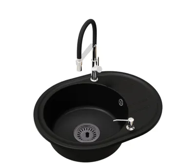 Produktbild von Küchenspüle Einbecken Bella mit Siphon, Venice Armatur Chrom und Seifenspender