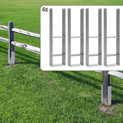 Produktbild von Jayseuw 4 Stück Pfostenanker 111MM H-Pfostenträger H-Anker 600 mm Länge Pfostenschuh für Carport Silber