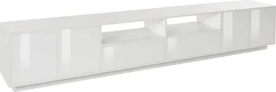 Produktbild von Fernsehschrank Dleott, Niedriges Sideboard für Wohnzimmer, Sockel für TV-Möbel, 100 %  Italy, cm 260x41h46, weiß glänzend