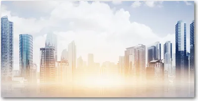 Produktbild von Tulup® Glas-Bild - 100x50 -Wandkunst - Wandbild hinter gehärtetem Sicherheitsglas  - Sehenswürdigkeiten & Architektur - Wolkenkratzer - Blau