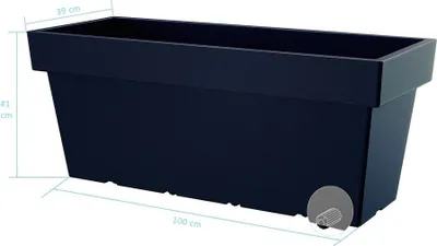 Produktbild von XXL Pflanzkasten 'LOFLY' Anthrazit. Aus robustem Kunststoff, mit Rollen. Maße: 99,2 x 39 x 41 cm.