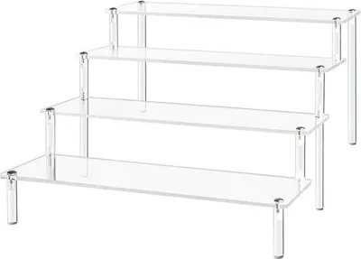 Produktbild von Acryl-Deko-Regal, 4-Tier-Parfum-Organizer, Schminktisch, Törtchen-Regal, Acryl-Regal für Figürinen, Schmuck, Törtchen, Lippenstift, Nagellack, Gewürze