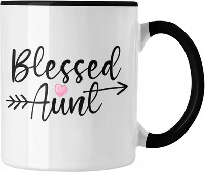 Produktbild von Trendation - Blessed Aunt Tasse Geschenk für Tante Geschenkidee beste Tante (Schwarz)