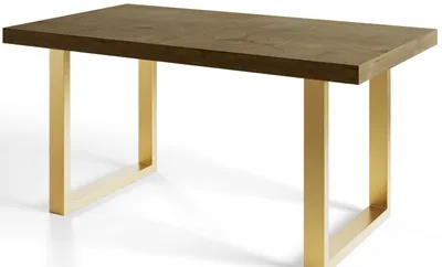 Produktbild von Esstisch Ausziehbar Loft-U, Moderner Wohnzimmertisch 160-260x90x77 cm, Lefkas  mit Metallbeinen in Gold