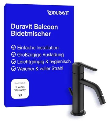 Obrázok produktu pre Duravit Balcoon jednopáková bidetová batéria, výstupok 172 mm, s vyskakovacím výtokom, BA2400001046