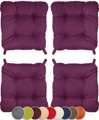 Produktbild von Sunnypillow 4er Set Stuhlkissen mit Klettverschluss Maße: 40 (vorne) | 35 (hinten) x 40 x 8 cm  Polsterauflage Auflage für Stühle / Bänke in Haus und Garten Sitzkissen Sitzauflage Gartenkissen Violett