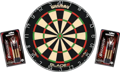 Zdjęcie produktu dla Winmau Dartboard Original Blade 6 + 2 Steeldart Sets Broadside Brass | Dartboard Dart Disc Darts