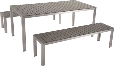 Produktbild von BELIANI Gartenmöbel Set Grau Kunstholz Aluminium 8-Sitzer Rechteckig Outdoor Modern