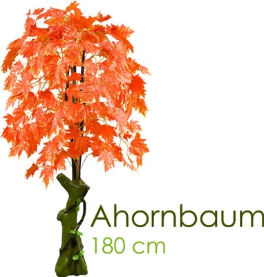 Image de Erable Plante Arbre Artificielle Artificiel Plastique 180cm Domaine Interne Feuilles Rouges Decovego