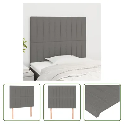 Produktbild von The Living Store Kopfteile 2 Stk. Dunkelgrau 100x5x78/88 cm Stoff