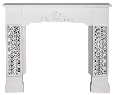 Immagine prodotto di Casa Padrino cornice per camino in stile country con ornamenti bianca 115 x 23 x H. 100 cm - Mobili in stile country