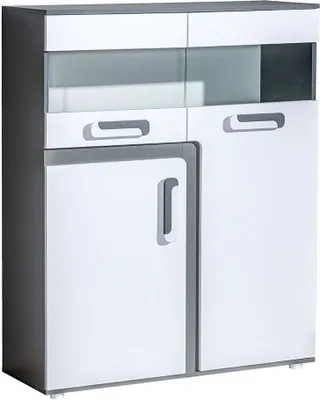 Produktbild von Jugendzimmer - Kommode Oskar 16, Farbe: Anthrazit / Weiß - 136 x 110 x 40 cm (H x B x T)
