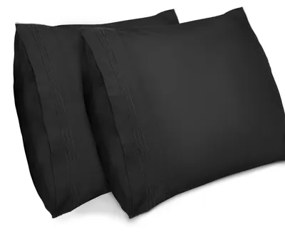 Produktbild von Set mit 2 Kissenbezügen 40 x 40 cm, weiche, gebürstete Mikrofaser-Kissenbezüge, Kissenbezug mit Hotelverschluss, weicher Mikrofaser-Kissenbezug, - (schwarz)