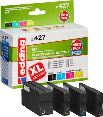 Immagine prodotto di L'inchiostro Edding sostituisce le confezioni combinate HP 950, 950XL, 951, 951XL compatibili Nero, Ciano, Magenta, Giallo EDD-427 18-427 (18-42