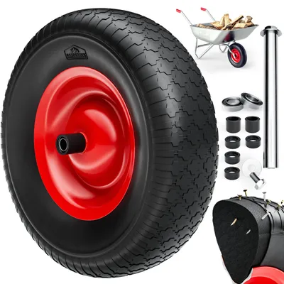 Immagine prodotto di GARDEBRUK® Carriola Ruota in gommaPoliuretanoPortata Max. 200 kg Antiforatura 4.80/4.00-8 Ø 390 mm Pneumatico di Scorta Nero