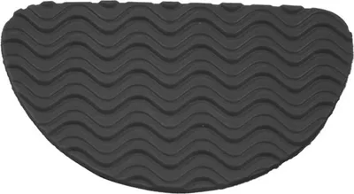 A black, semi-circular shoe sole protector with a wavy pattern.