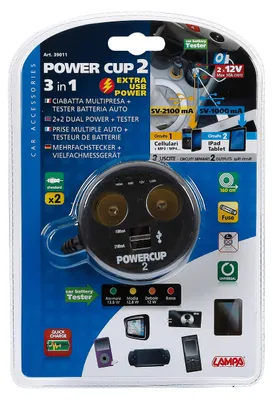 Produktbild von Lampa Power Cup 2 39011 Mehrfachstecker und Batterietester