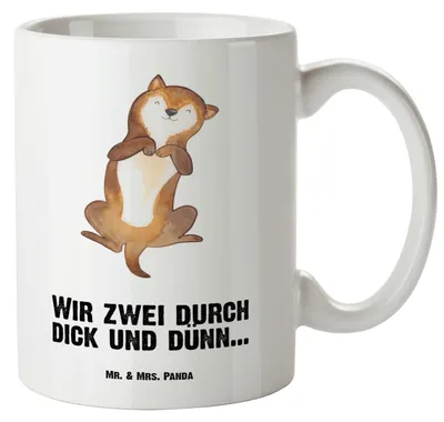 Produktbild von Mr. & Mrs. Panda Pott Hund Streicheln - Weiß - Geschenk, Süß, Hunde, Keramiktasse, Niedlich, Große Tasse, Sprüche, steingut, Hundeliebe, weisse, Teebecher