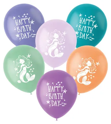 Produktbild von 6 Stück Meerjungfrauen-Geburtstagsdekoration blau mit irisierendem Glitzer – Latexballons – 33 cm