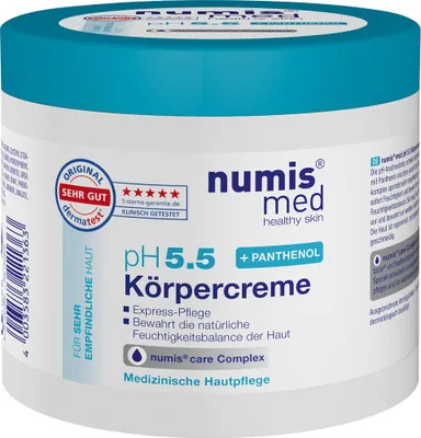 Produktbild von numis med Körpercreme 400ml für sehr empfindliche & trockene Haut pH 5.5 ohne Silikone Parabene Mikroplastik