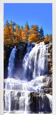 Produktbild von MuchoWow® Türtapete Selbstklebende Türfolie Wasserfall - Norwegen - Natur 75x205 cm Türposter Türaufkleber Klebefolie Türklebefolie - XXL-Aufkleber - Tür Tapeten