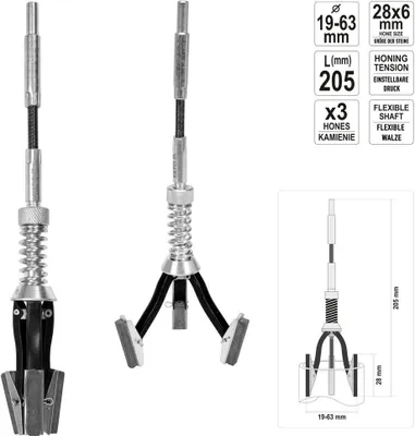 Produktbild von YATO Zylinder-Hongerät Honahle Honwerkzeug Honen Ø 19-63mm, 32-89mm, 51-177mm Ersatzschleifsteine 1-1/8', 2', 3', Auswahl:Honahle Ø 19-63mm