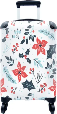 Produktbild von MuchoWow® MuchoWow® Koffer Handgepäck Trolley Rollkoffer Kleine Reisekoffer mit 4 Rollen - Winter - Blumen - Weihnachten - Muster - Cabin Size < 55x40x23 cm & 55x40x20 cm - Fotokoffer - Kabinenkoffer
