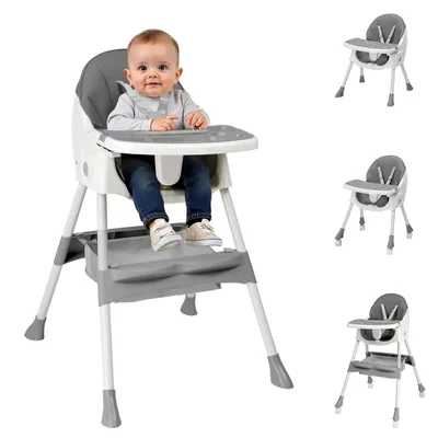 Produktbild von FCH Hochstuhl Baby  2-in-1 Vertehllbar und Klappbar Kinderhochstuhl mitwachsend Kindersitz Kinderstuhl mit Sicherheitsgurt ,Grau