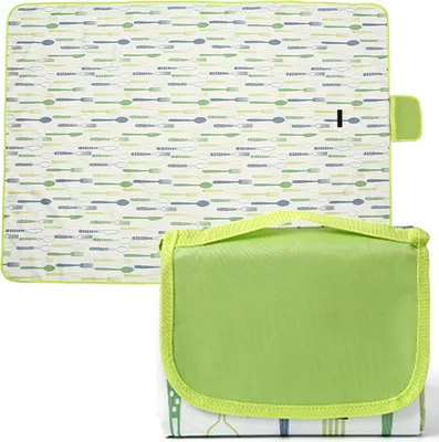 Image de Couverture de pique-nique ASKSA Couverture de plage imperméable Tapis de pique-nique lavable léger avec poignée pour la randonnée, les voyages et le camping,vert,Taille:145x150cm