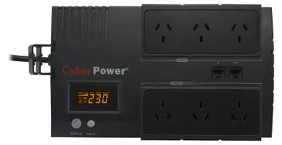Produktbild von CyberPower BR700ELCD Line-Interactive USV 700VA/420W LCD, AVR, USB (HID), RJ45 Lan Protection, Ausgang (4+4) Schuko, USB Ladegerät, Line-Interaktiv, 0,7 kVA, 420 W, Sine, 165 V, 290 V