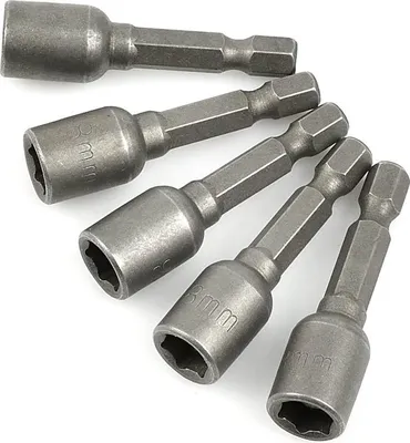Produktbild von Magnetische Sechskantsteckschlüsseleinsätze 8X48Mm 1/4" Für Schraubendreher - 5Er Set Aus Crv-Stahl Mit Starkem Magneten Für Sicheren Halt Von Schrauben