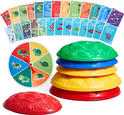 Image de Pavés d'équilibre VEVOR pour enfants, lot de 6, jusqu'à 100 kg, jeu de coordination de parcours d'obstacles à jouer à l'intérieur ou à l'extérieur, pierres empilées, jeu d'équilibre pour enfants à partir de 3 ans