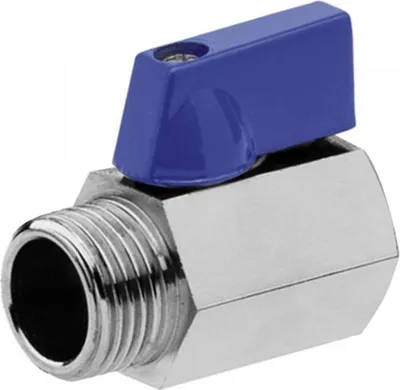 Produktbild von Mini Kugelhahn Messing Waserhahn verchromt IG 3/8" x AG 3/8"  Blau