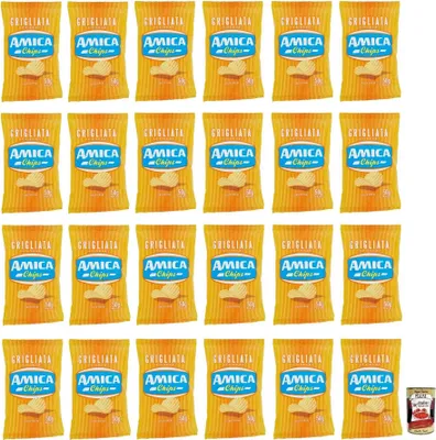 Produktbild von 24x Amica Chips Patatine Grigliata,Glutenfreie, Wellenförmig Geschnittene Gegrillten Kartoffelchips 50g-Beutel + Italian Gourmet Polpa di Pomodoro 400g Dose