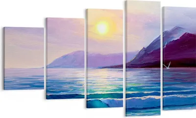 Produktbild von Bild auf Leinwand - Leinwandbild - Berge Meer Welle - 100x60cm - Wand Bild - Wanddeko - Wandbilder - Leinwanddruck - Bilder - Kunstdruck - Wanddekoration - Leinwand bilder - Wandkunst - EG100x60-3952