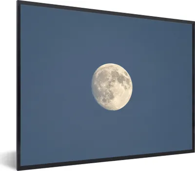 Produktbild von MuchoWow® Gerahmtes Poster Mond - Blau - Weiß 80x60 cm - Poster mit Schwarzem Bilderrahmen Wandposter Rahmen Foto Bilder - Schwarzem - Mit Gestell