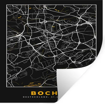 Produktbild von MuchoWow® Wandtattoo Wandsticker Wandaufkleber Bochum - Stadtplan - Karte - Gold - Deutschland 100x100 cm Selbstklebend und Repositionierbar - Wierderverwendbar - Selbstklebend
