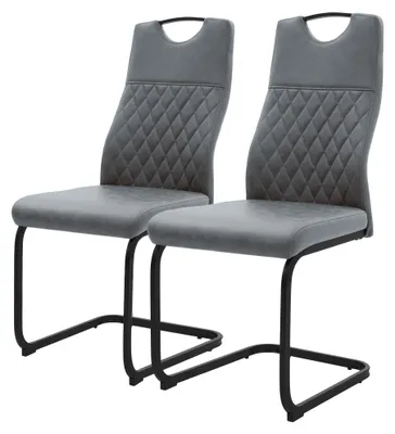 Produktbild von ML-Design Esszimmerstühle 2er Set Freischwinger Schwingstuhl aus Kunstleder, Küchenstühle mit Rückenlehne, Polsterstuhl mit Stahlgestell, Anthrazit
