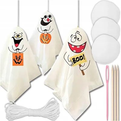 Obrázek produktu pro Závěsní duchové na Halloween 3 ks, černo-bílá dekorace