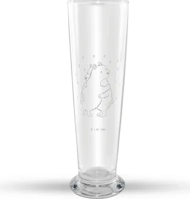 Produktbild von Mr. & Mrs. Panda Bierglas Eisbär Umarmen - Transparent - Geschenk, Lustige Sprüche, Weißbierglas, Weizen Glas, Bier, Weizenbier, Mr Mrs Weizenglas