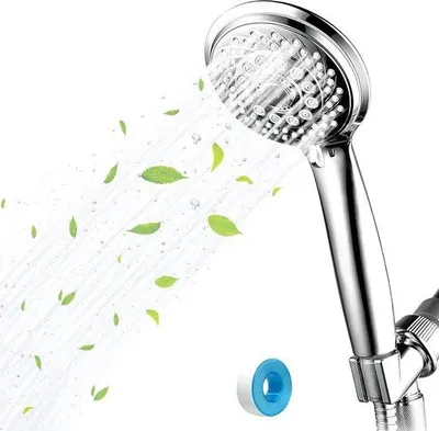 Image de Pommeau de douche haute pression - 6 modes de réglage - économe en eau - bande d'étanchéité - ne s'obstrue pas
