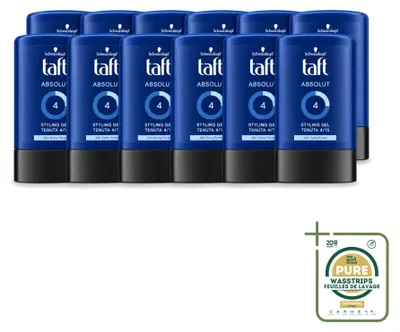 Zdjęcie produktu dla 12 sztuk żelu do włosów Schwarzkopf Taft Absolut dla mężczyzn - długotrwałe utrwalenie - 300 ml - zestaw ekonomiczny