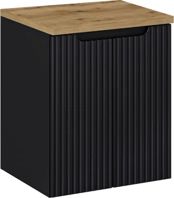 Produktbild von Waschtisch-Unterschrank 50cm, in schwarz mit Eiche, NEWPORT-56-BLACK